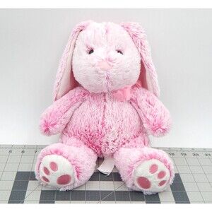 Hug Fun Bunny Rabbit Plush 12 In Pink White Stuffed Animal Floppy Ears Easter